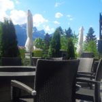 Private quiet outdoor patio with beautiful views of the Canadian Rockies.